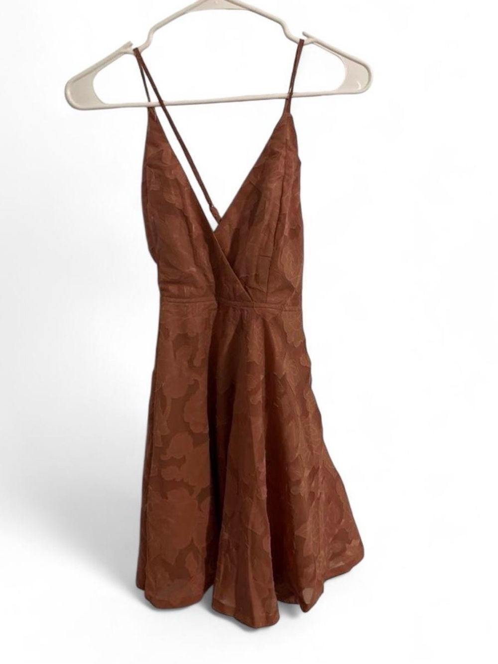 Lulu's Chocolate Brown Floral Jacquard Mini Dress